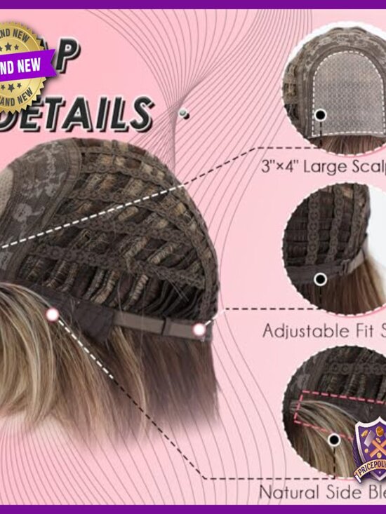 Short Layered Pixie Wig with Bangs, Heat-Resistant Synthetic Fiber, Adjustable